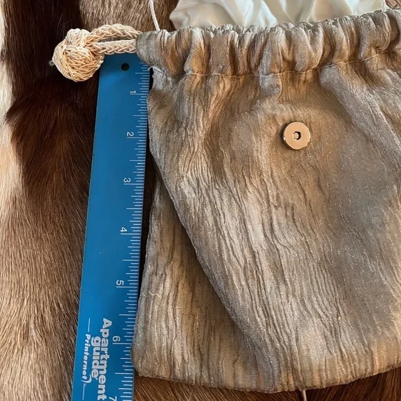 Lisa Violette Drawstring Small Cross Body Handbag 50" Beaded Strap - Picture 5 of 8